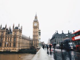 people near Big Ben in London