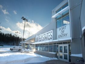 Port of Entry Building in US in Winter